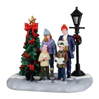 Lemax 43722 Christmas Carolers Village Scene with Tree & Lamp Post in Box #127