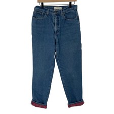 VINTAGE 90s LL Bean Double L Flannel Lined Jeans Women 12 M/T Mom Core Denim