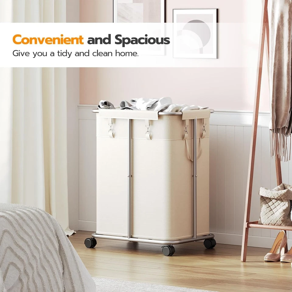 HOOBRO Laundry Basket w/Wheels 45 Gallons Rolling Laundry Hamper Laundry Sorter - Image 2 of 4