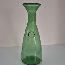 Vintage Misura Italy Green Glass Wine Carafe Bottle Decanter - 10.7  Tall -Decor