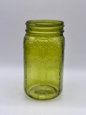 Syndicate Home & Garden Glass Mason Jar, Green, Floral Flower Embossed design