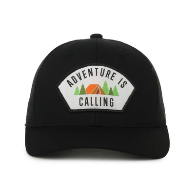#ad #ad Adventure Is Calling Black Trucker Hat Mesh Back Snapback Mid Profile One Size $16.99