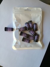 10 NEW PREMIUM MULTI RING IRON FERRULE .355 X 1" Black w/ purple. black rings