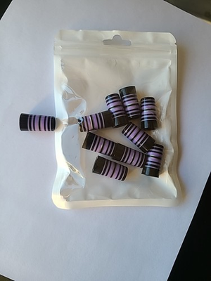 #ad 10 NEW PREMIUM MULTI RING IRON FERRULE .355 X 1quot; Black w purple. black rings $24.95
