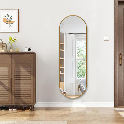 Gold Oval Full Length Mirror - 48''×16'' Wall-Mounted, Ultra-Clear & Stylish