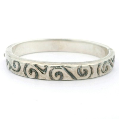 ZINA Sterling Silver Swirl Hollow Bangle Bracelet 6 3/4'' (C31028217)