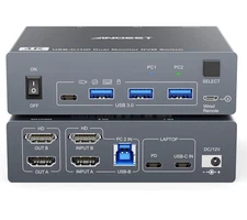 Multi-Device USB C KVM Switch - 4K Dual Monitor With Wired Remote Control