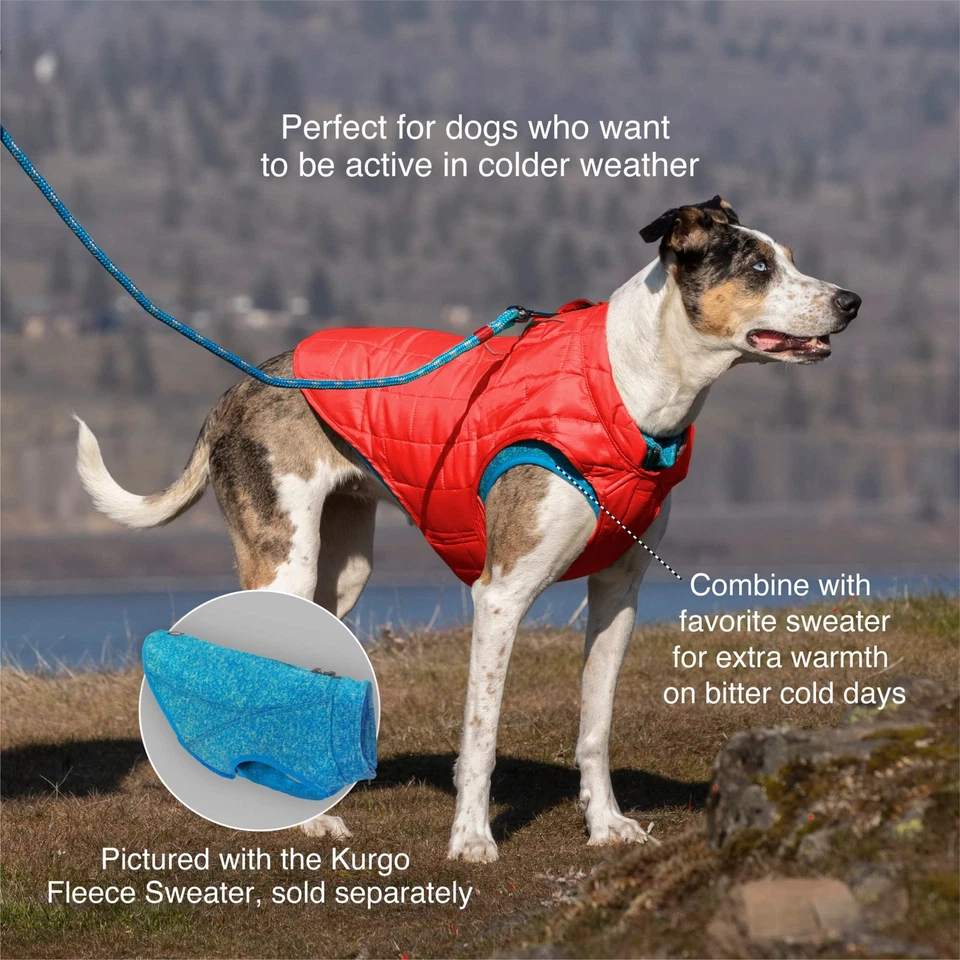 Reversible Reflective Dog Vest Large Chili Red Lightweight Water Resistant Coat - Image 4 of 4