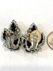 Lot Of 4 Pair Silver Tone Clip On Earrings 3 Black One Pair High Polish Round — photo 9