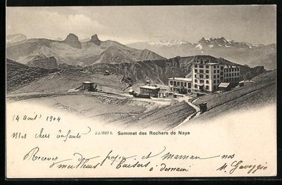 Rochers-De-Naye, Sommet de Rochers de Naye, Bergbahn, Ansichtskarte 1904 