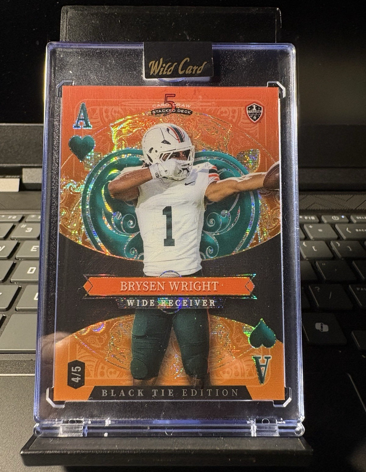 Wild Card Stacked Deck Black Tie Brysen Wright Football #SDPH-BWN 4/5