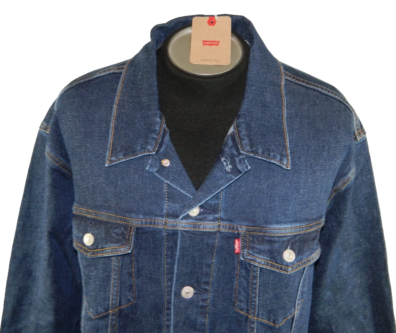 Men's Levi's Jacket NEW Standard Fit Trucker Premium Denim Tag XXL Sleeve 34
