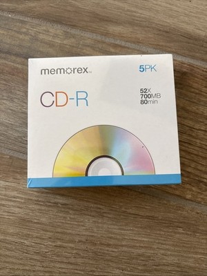 Memorex CD-R, 52x 700MB, 80 Min, 5 Pack Blank Cds - Music Photos NEW & SEALED!