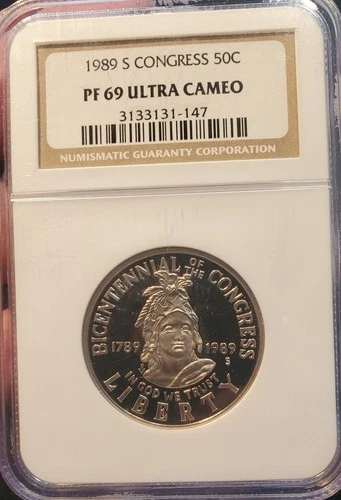 1989 S Congress Bicentennial Half Dollar Ultra Cameo Proof, NGC PF 69