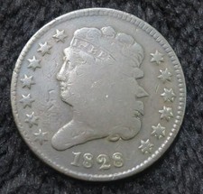 1828 Half Cent * 13 Stars * Damaged * Counter Stamped on Reverse * 5391