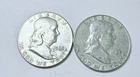 FRANKLIN SILVER HALF DOLLARS LOT OF 2 - 90% SILVER COIN FREE SHIPPING #9001