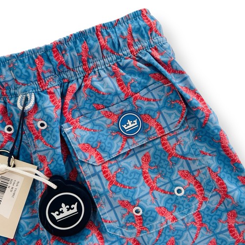 Peter Millar Seaside Collection Boys Medium Blue 9/10 Reptile Swim Trunk NWT - Picture 6 of 13