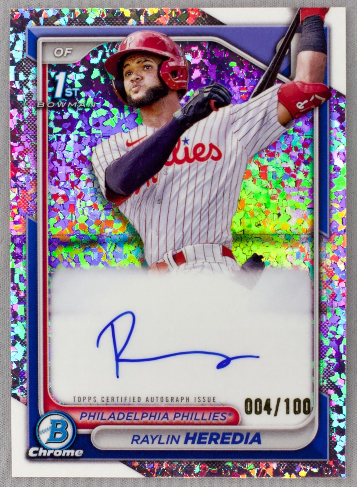 2024 Bowman Chrome 1st Auto Raylin Heredia #CPA-RH Mini-Diamond Refractor 4/100