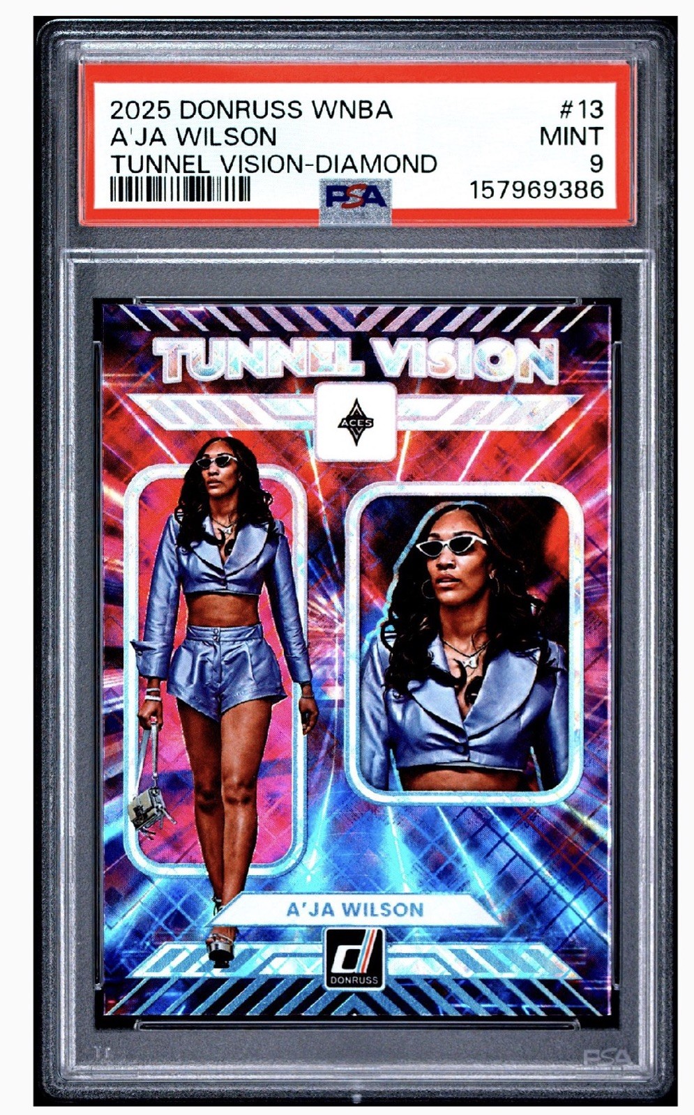 2025 Donruss Tunnel Vision Aja Wilson DIAMOND💎WNBA MVP🏆PSA 9🎉Hot ACES STAR📈 view 1