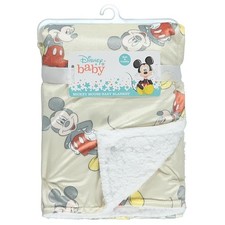 Disney Baby Mickey Mouse Fleece Sherpa Character Print Blanket, 30" X 40"