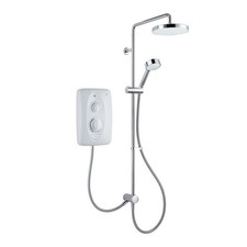 Mira Jump Dual Twin Head Handset Electric Shower 10.5kw White Chrome Bathroom