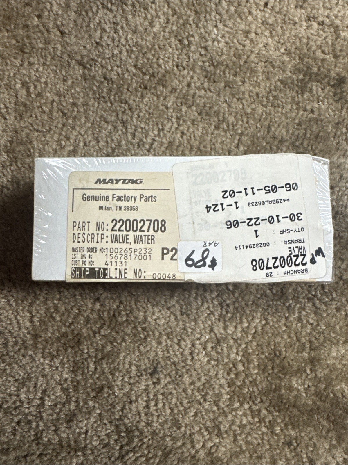 22002708 Washing Machine Water Inlet Valve