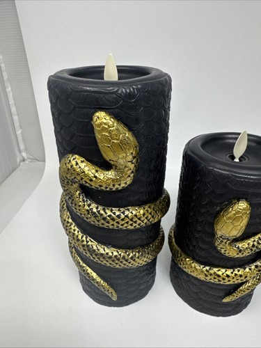 Martha Stewart Set of 4 Flameless LED Wax Pillar Candles Snake Luminara - Picture 5 of 11