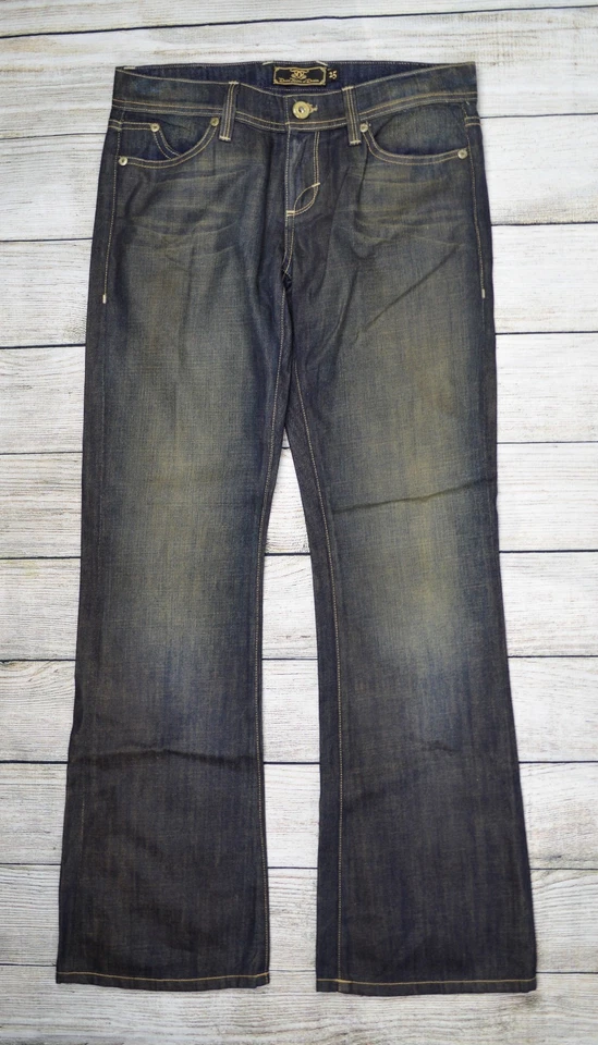 Pantalones de mezclilla para mujer Divine Rights of Denim corte bota pierna descoloridos lavado oscuro talla 25 Foto 3 de 4