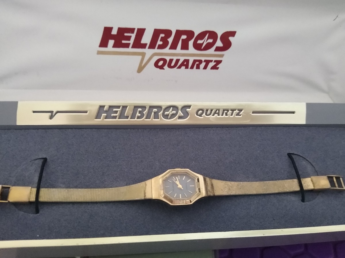 Vintage Helbros Ladies Quartz Watch Gold Tone in Original Box