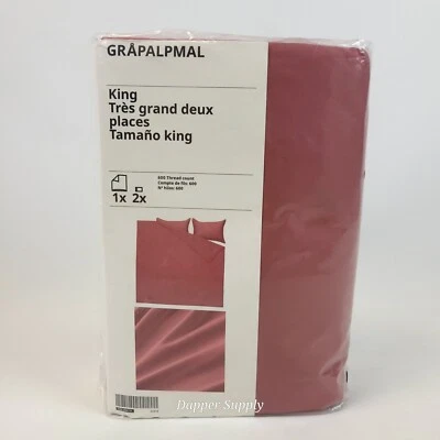 Ikea GRAPALPMAL King Duvet Cover & 2 Pillowcases Pink New