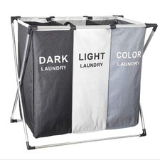 CESTO 3 CONTENITORI PORTA BIANCHERIA PANNI SPORCHI CONTENITORE BAGNO LAVANDERIA