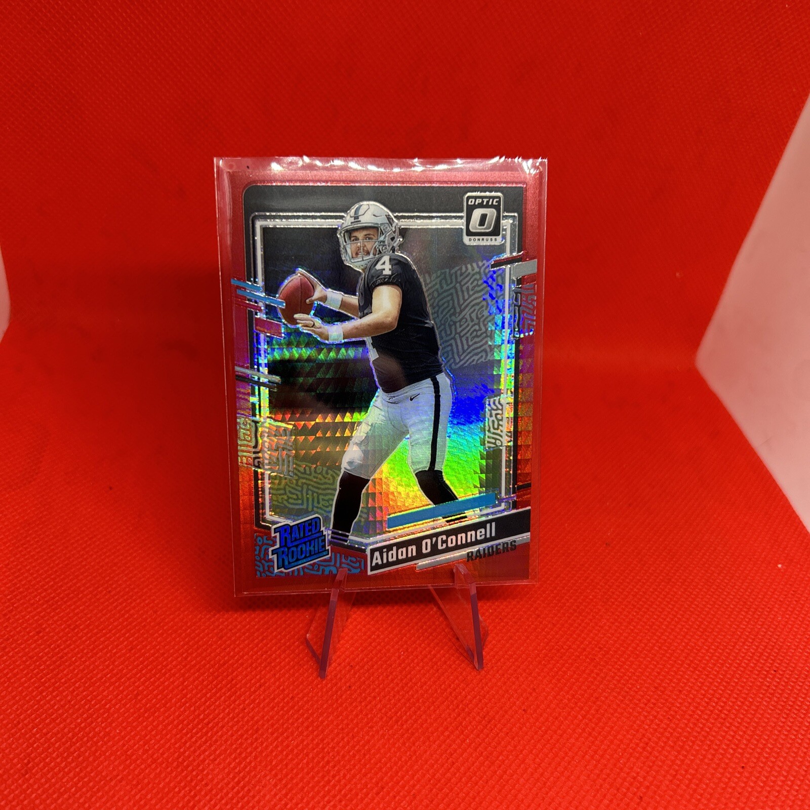 2023 Aidan O'connell Donruss Optic Rated Rookie Red Hyper Prizm #258 Raiders