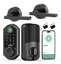 Smart Fingerprint Passcode Deadbolt Front Door Lock W/ Handle Remote Control