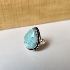 Awesome Larimar Gemstone Ring 925 Sterling Silver Statement Gift Handmade Ring