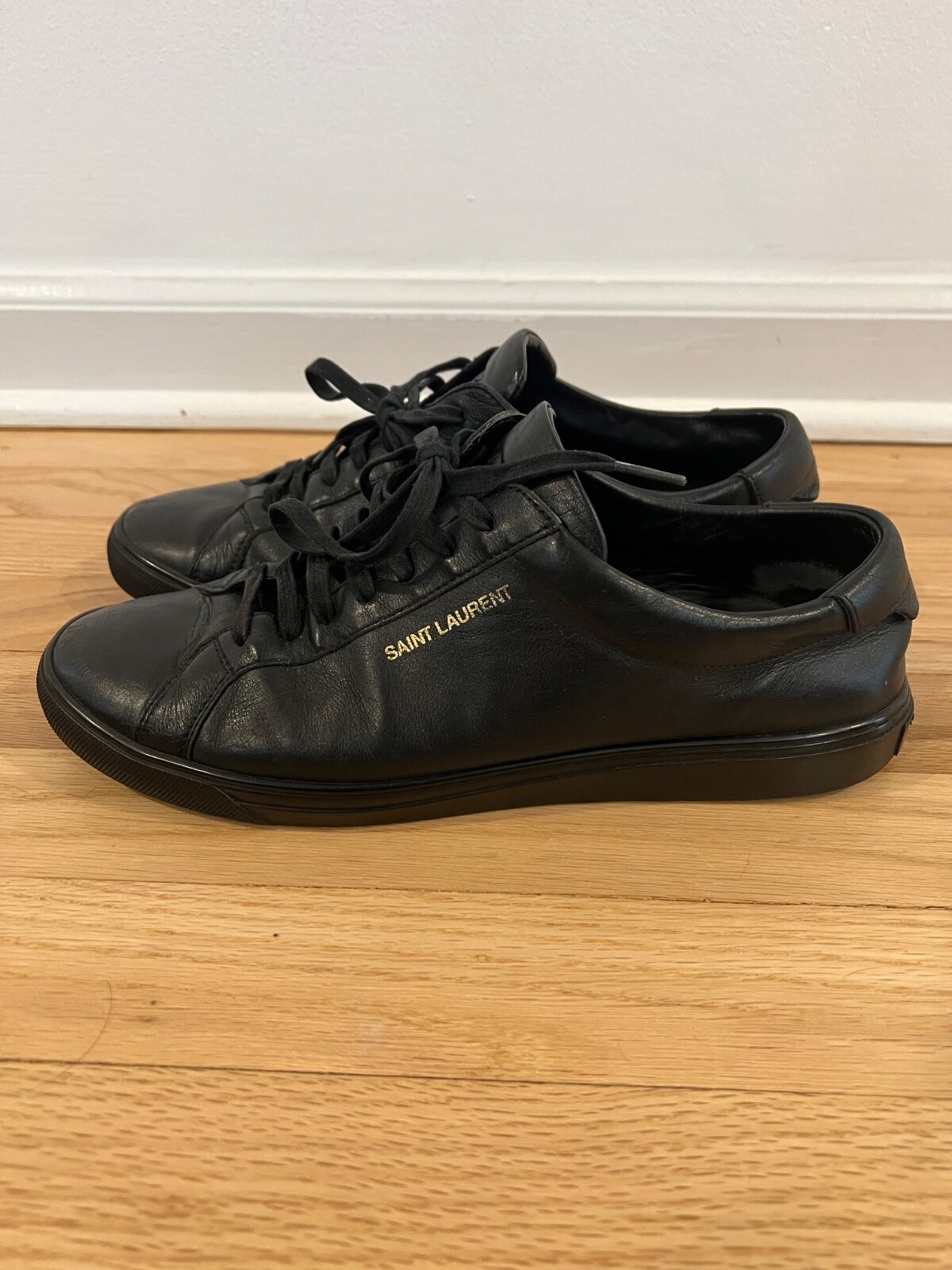 Sneaker bassa YSL Saint Laurent Andy in pelle con lacci nera 42