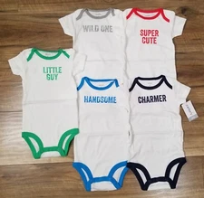 NWT Carter's Baby Boy Bodysuits 5 Pc Set Romper Size 6 Month's ( K164 )