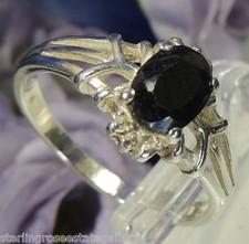 Black Sapphire STERLING SILVER 0.925 7 x 5 mm RING SIZE 7.5