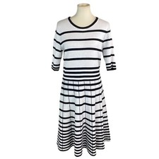 Gabby Skye Woman’s Sweater Dress Size L White Black Stripe