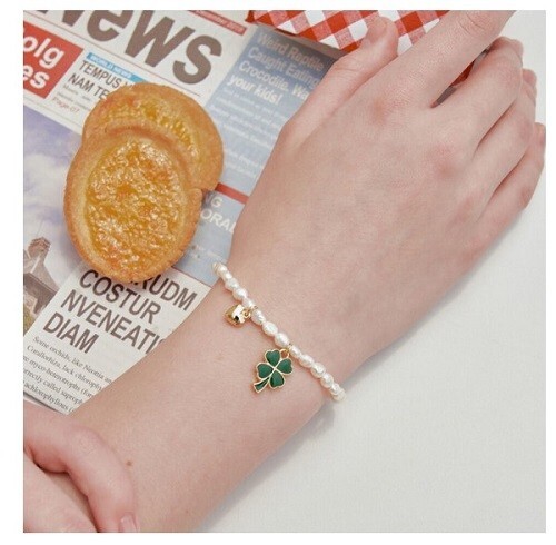 ENGBROX clover heart pearl bracelet | eBay