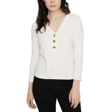 SANCTUARY NEW Women's Pointelle-knit Henley Casual Shirt Top TEDO