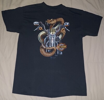 VTG 1989 3D EMBLEM HARLEY DAVIDSON RATTLESNAKE SNAKE T SHIRT XL