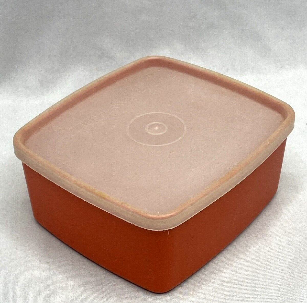 Vintage Orange Tupperware Square Freezer Container 311-76 & Clear