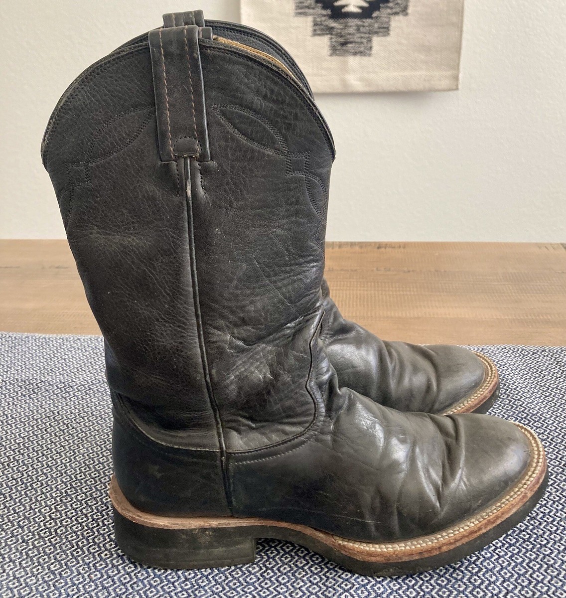 Bottes cowboy cuir noir cloutées - Bottes santiag et country