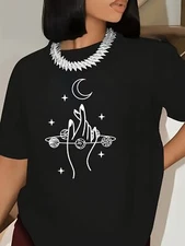 Women'S Casual Crew Neck T-Shirt, Comfortable Regular Length Tee All Seasons