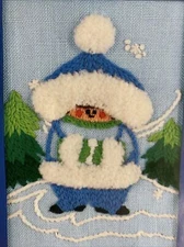 Snow Girl intage Crewel Kit 5x7 WonderArt