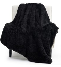 Faux Fur Throw Blanket Standard Size Black
