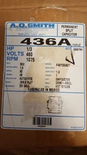 NOS Century AO Smith 436A Condenser Motor, 1/3 HP, PSC, 1075 RPM, 460V