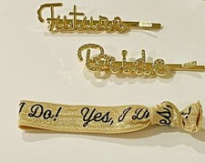 Gold Tone Future Bride Hair Accessories Clips - Rhinestone Embellished