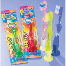 FireFly Suction Cup Toothbrushes 48/Box, Assorted Colors. Stand-up Ready