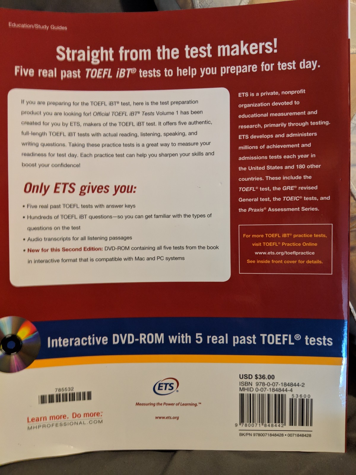 IBT® (2015, 1 Media) Mixed TOEFL Testing  Paperback Official Vol. / Educational by Tests Service Staff